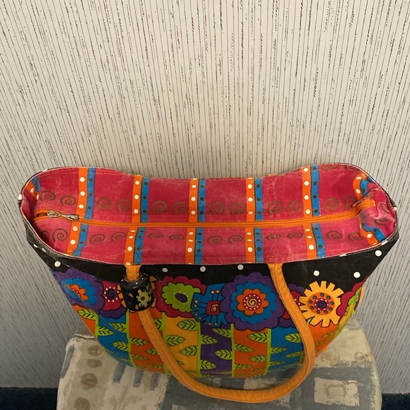 Laurel Burch Shoulder Tote Sun 'n' San Accessories Tote Floral Boho Hippie - Picture 10 of 11
